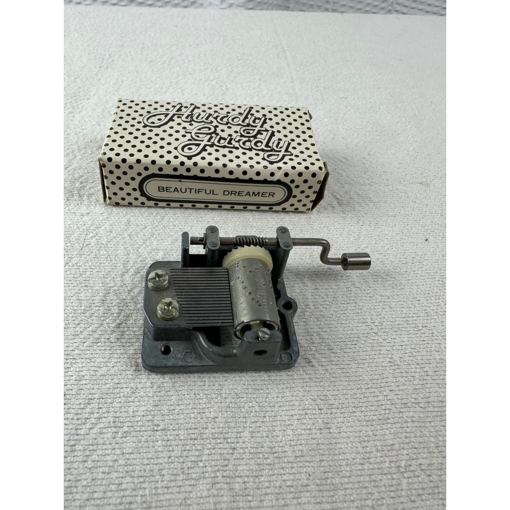 Hurdy‎ Gurdy Music Box "Beautiful Dreamer" Song w/ Box VTG